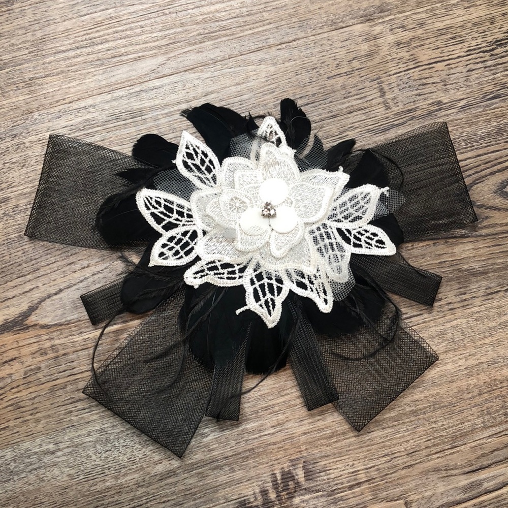 Handmade Custom Black and White Dance Hair Pieces - Picture 2 of 11